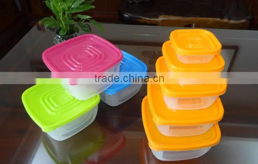 Popular 5 pcs set square plastic food storage container