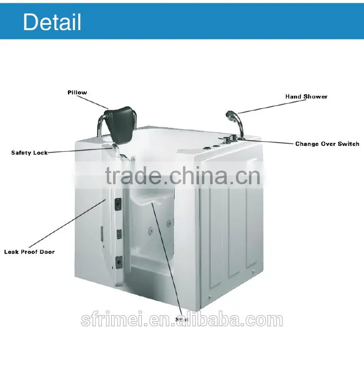 High Quality Acrylic Bathtub For Old People And Disabled People