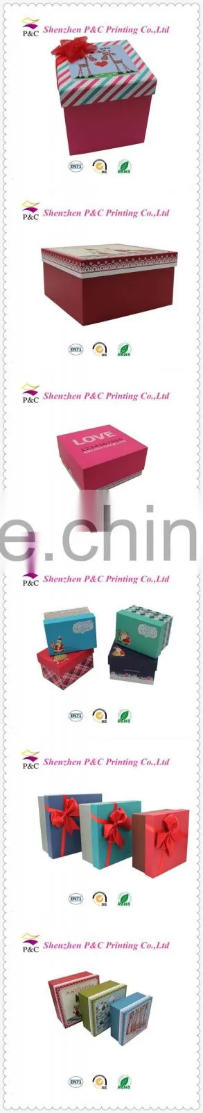 square paper board gift packing box with cute printing