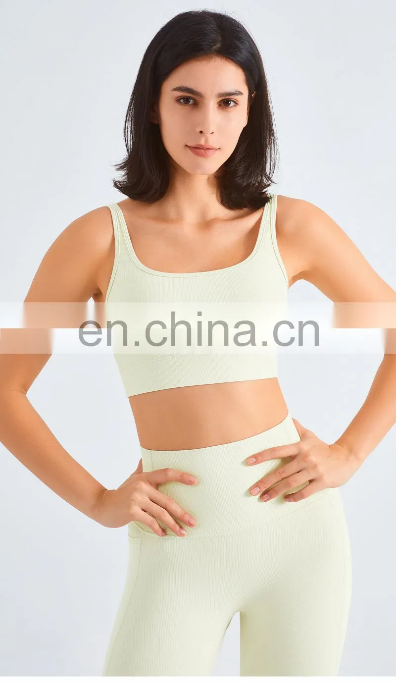 Custom Rib Adjustable Buckle Sports Bras Backless Gym High Impact Yoga Top
