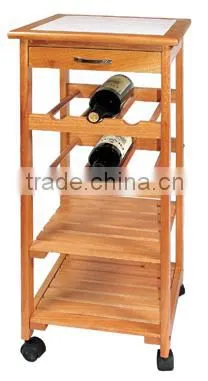 Pine Tile top Kitchen Trolley