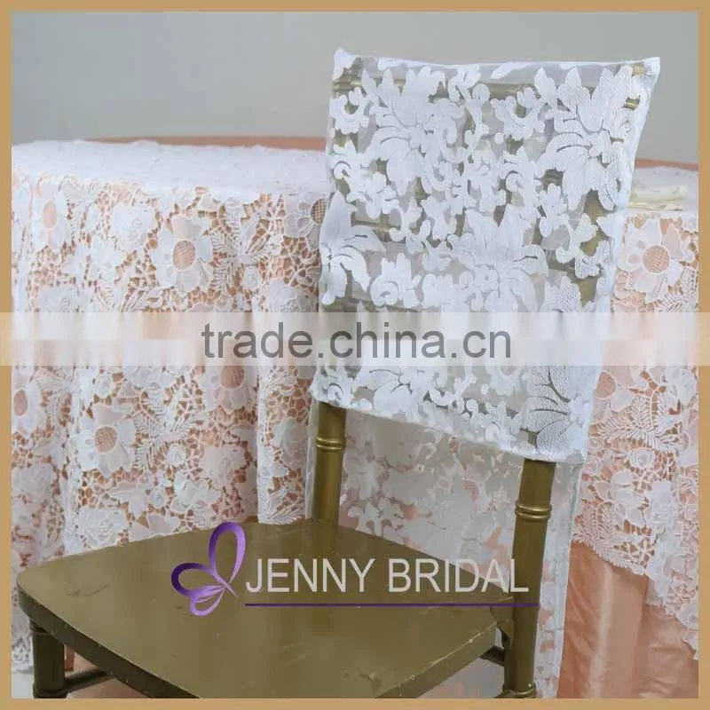 C326D wholesale white ivory lace chiavari chair cover for weeding
