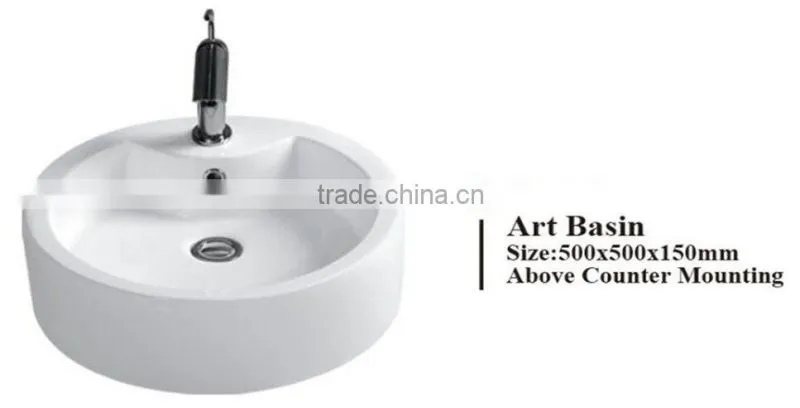 BP-214 Modern Bathroom Design, Quality Round Art Basin, Bathroom Countertop Ceramic Hand Wash Single Bowl Sink