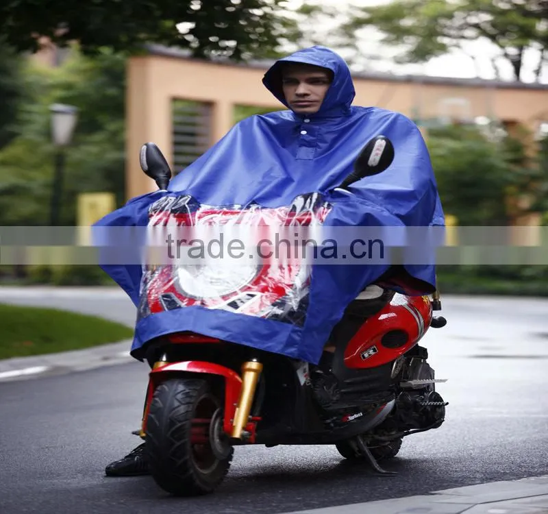 Eco-friendly oxford fabric long pvc raincoat for motorcycle riders