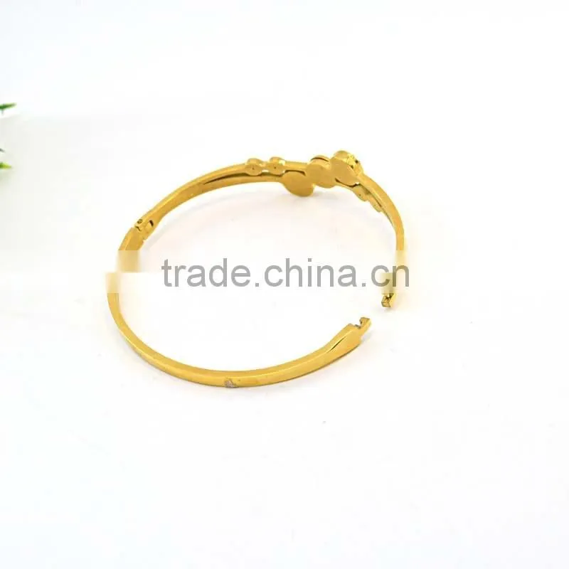 new fashion girls tops 316l stainless steel jewelry gold bangel bracelet