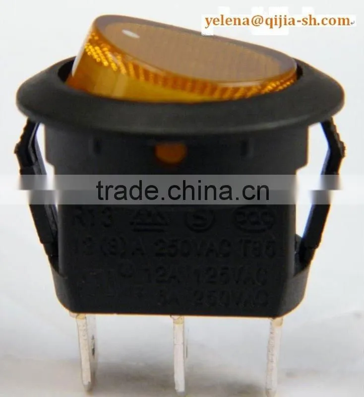 waterproof illuminated round rocker switch