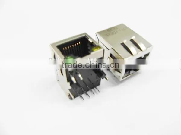 Female Right Angle RJ45 Modular Jack with Transformer