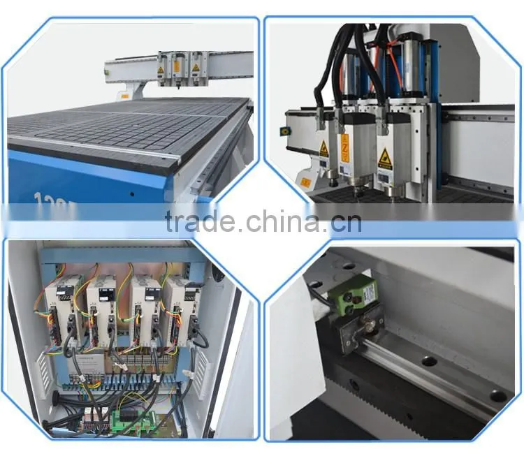 2016 1325 cnc multi process wood cnc router with 3 spindles