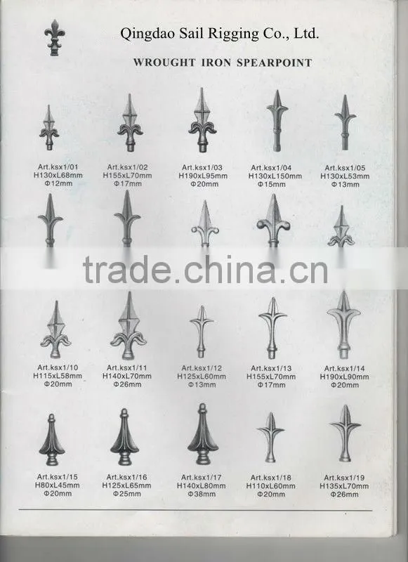 high quality ornament cast iron spears and fininals