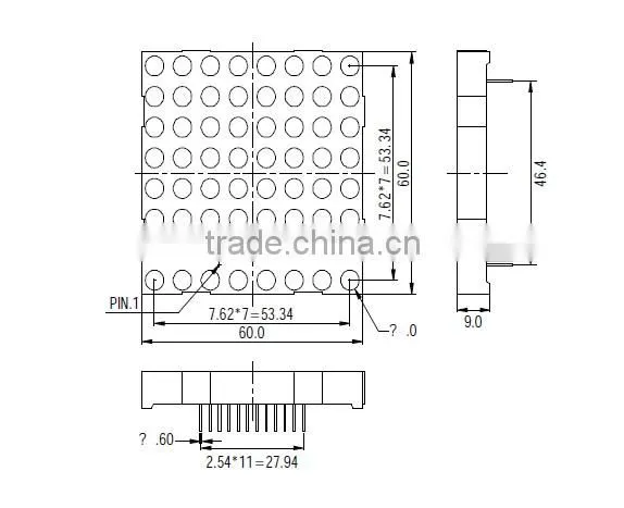 Newshine 8x8 64dots rgb led dot matrix displays 5mm