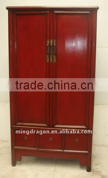 Chinese Antique Red Wedding Cabinet / Wardrobe