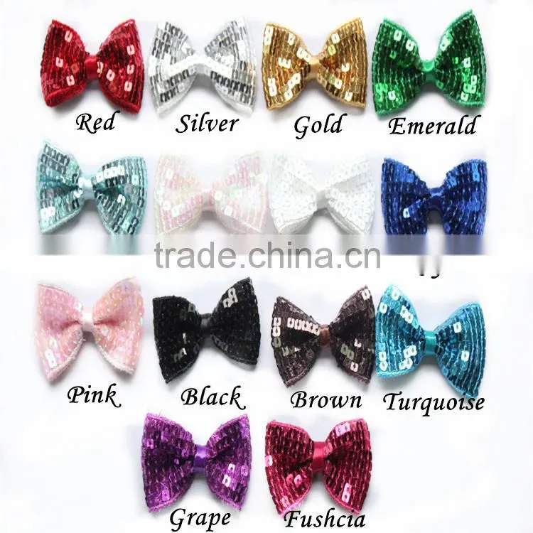 Vintage 12cm embroidered sequin hair bow accessory,hair bowknot in stock for babygirl