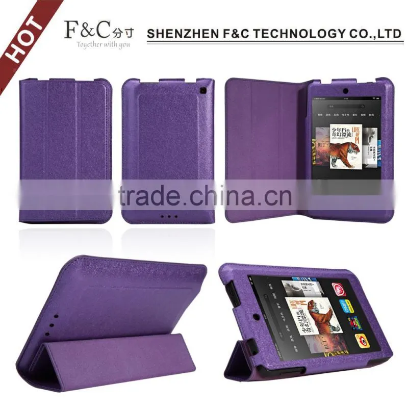 Ultra-thin three folding PU Leather case for Amazon Kindle Fire HD 6 cover