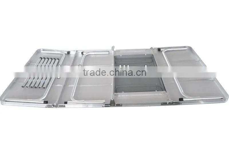 folding Barbecue BBQ side Table with iron pan/camping BBQ grill table folding legs/Camping Furniture