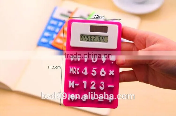 Promotion Calculator Gift Mini Silicone Porket Solar Power Calculator / Logo Customized OEM Electronic Manufacturer