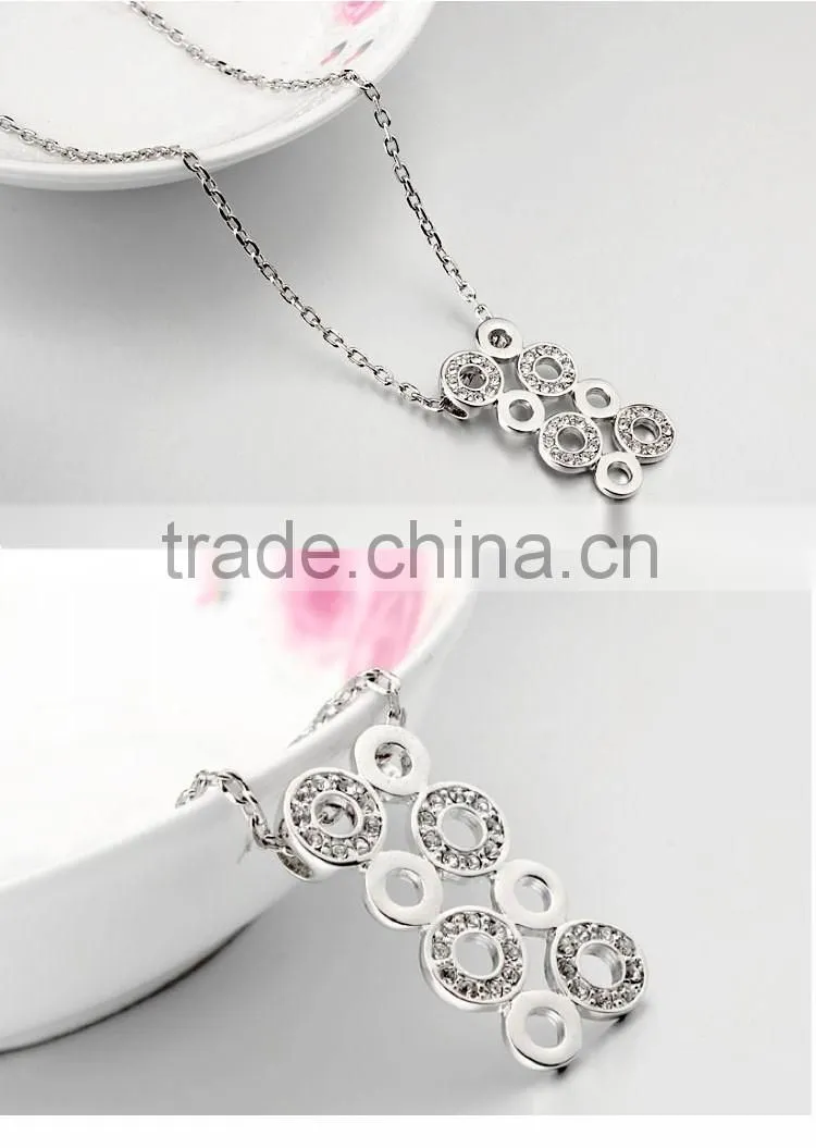 Latest desing silver pendant necklace jewelry fashion crystal necklace