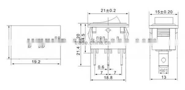 YL3-8 square white on off LED dpdt lighted rocker switch