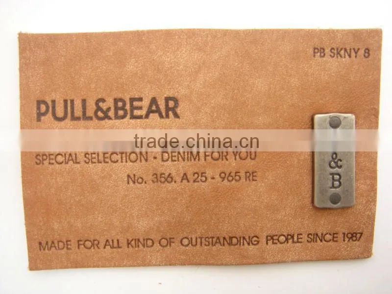 engraved leather patch with metal plate