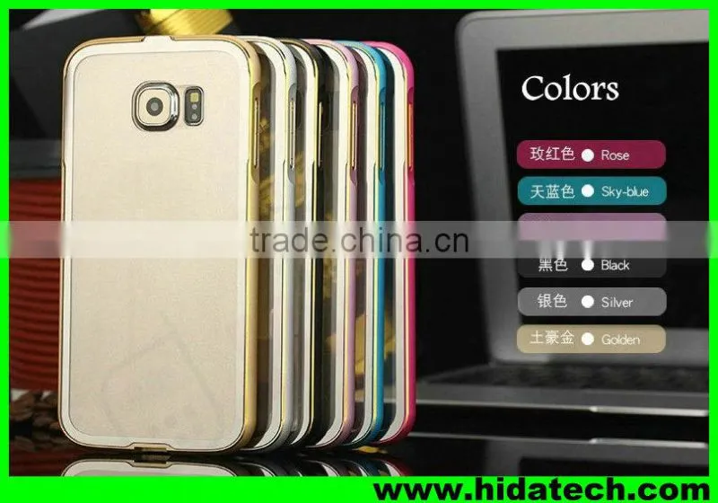 2 in 1 Slim Aluminum Transparent Cover Case for Samsung Galaxy S6 G9200