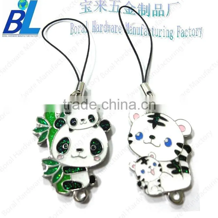 Set-printed sticker domed metal chinese symbol phone pendants