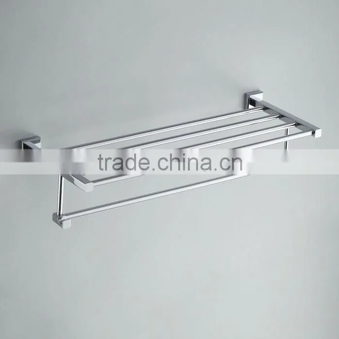 Chromed Polished square wall stainless steel bathroom towel rack Bathroom Accessories Towel Bars hanging towel shelf