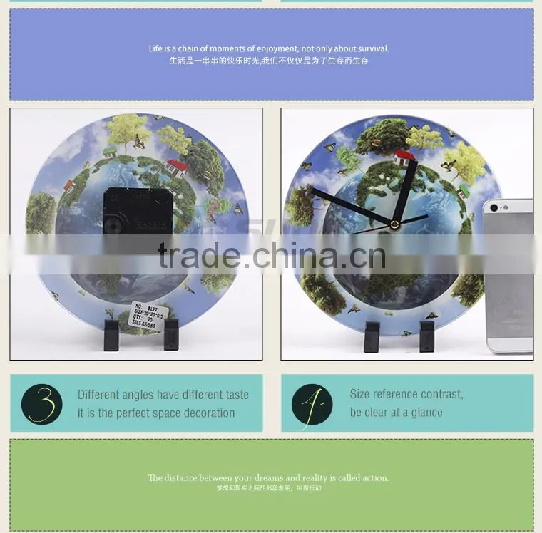 Sunmeta factory directly blank sublimation round shape glass photo frame with clock BL-27