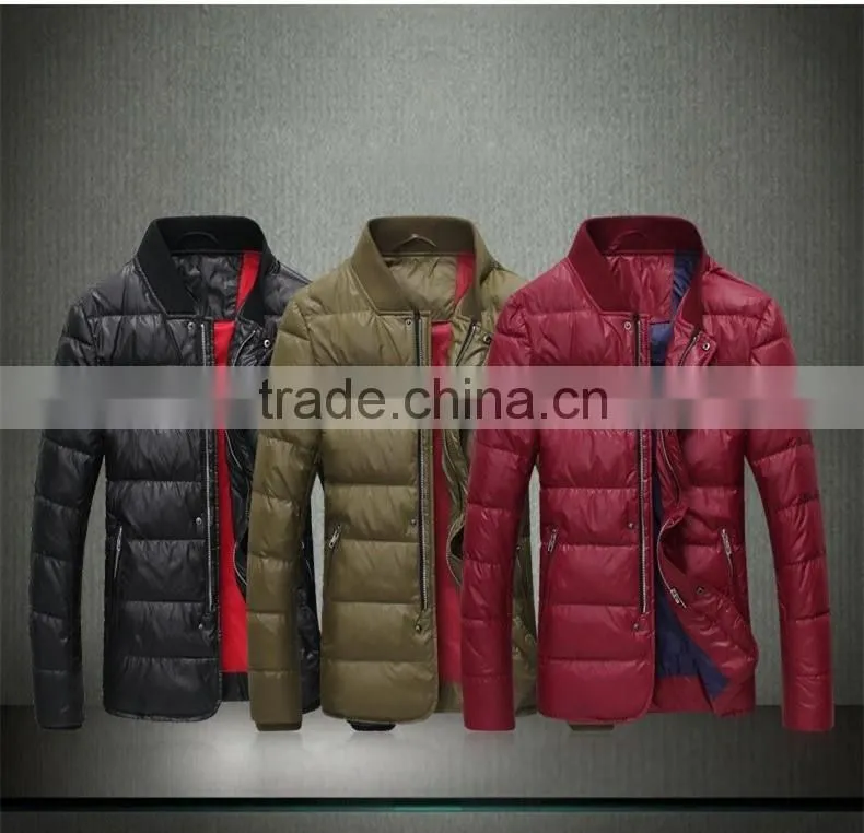 Custom 2015 menswear new feather coat in winter Eiderdown outerwear men's down jacket casual jacket men suit