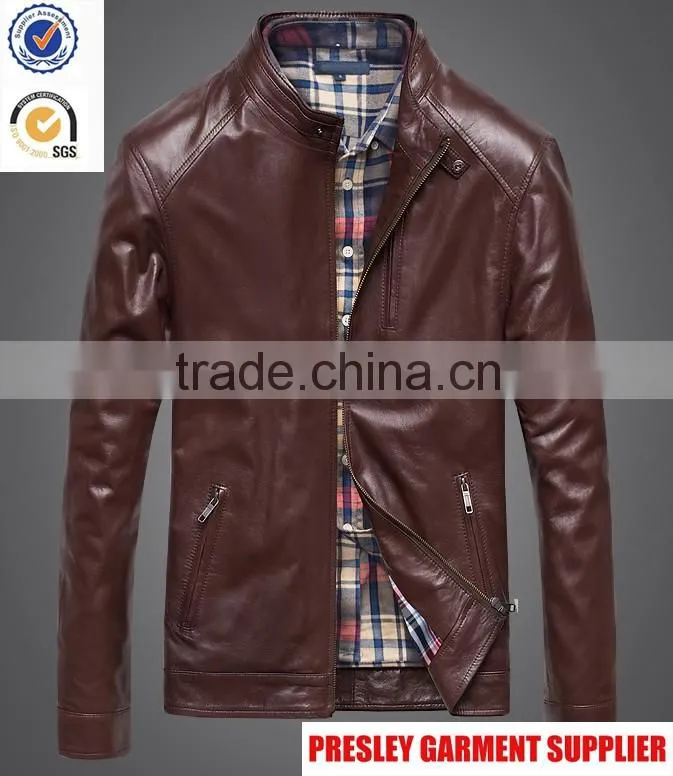 2016 new style men's outdoor leather jacket with cheap price
