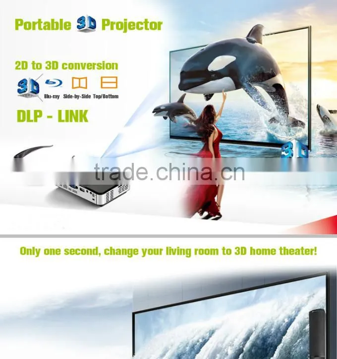 500Lm pico dlp 3D projector with HDMI in, VGA, AV in, USB (SMP7047A)