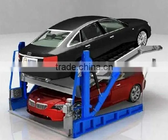 Usual parking lift with tilted platform