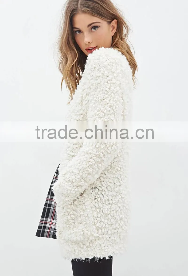Fuzzy popcorn knit cardigan