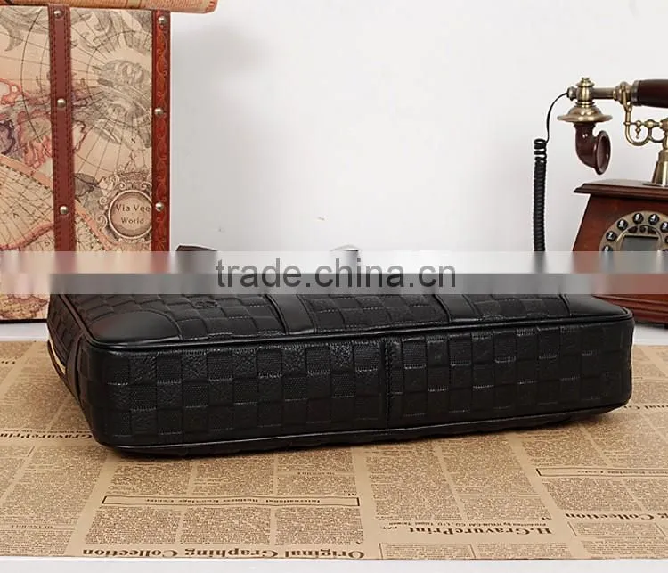 Factory price briefcase men's woven briefcase PU leather bag with tote