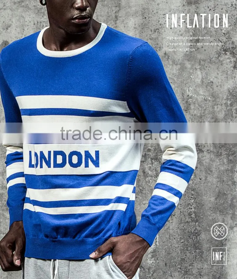 Men's Flat Stripe Knitted Sweater Teenager Pullover Sweater