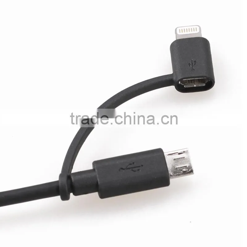 MFi certified 8 pin and micro 2 in 1 dual style cord