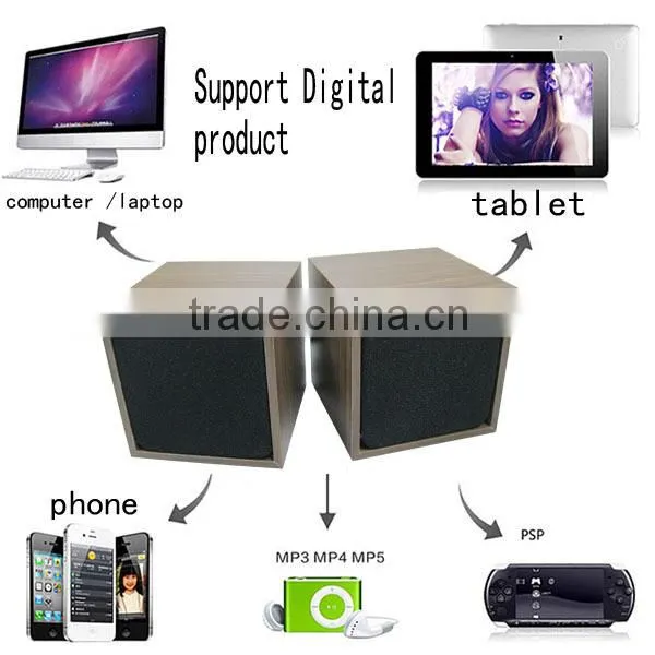 Wood small computer speaker 2.0 mini notebook media audio player