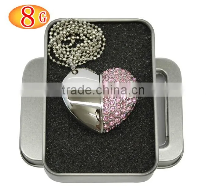 bulk 1gb 2gb 4gb diamond/jewelry heart shaped usb flash drives