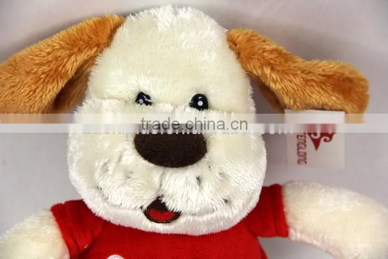 Luckiplus Hot Sale First Class Happy Puppy In Red Cloth SafeTechnology Toy For Kids