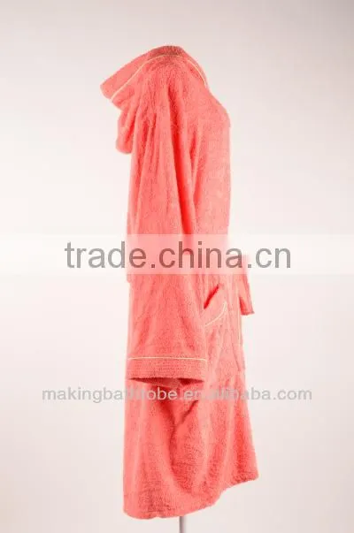 Red elegant long hooded bathrobes women