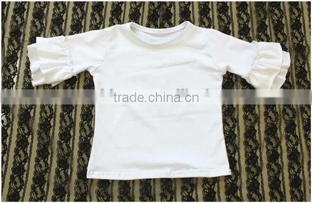 Wholesale baby clothes baby chevron ruffle shirt 100% cotton baby 3/4 ruffle shirts