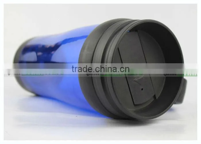 Customized Double Walled 450ml Plastic Cup with Handle