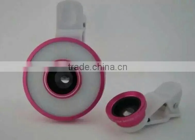 12 LED Camera Flash Fill Light 6 in 1 USB Selfie LED Spotlight for smartphone with fish eye lens wide angle lens microspur lens