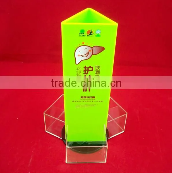 Free standing acrylic brochure holder on floor
