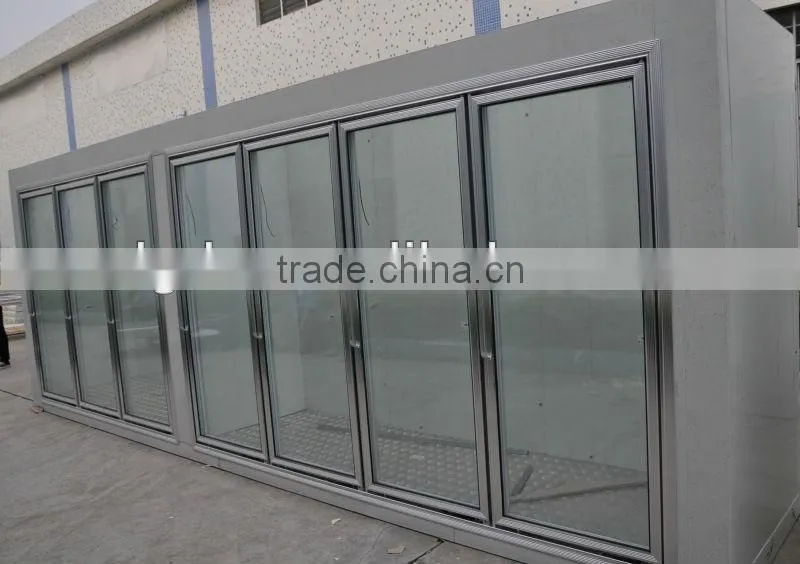 Glass doors display cold room for supermarket use