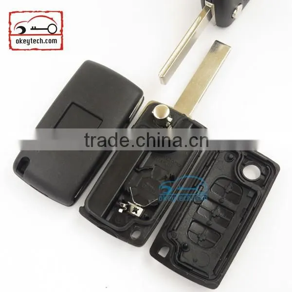 High Quatity Citroen romote flip key shell 3 button 307 blank With battery place 0536 Citroen key cover