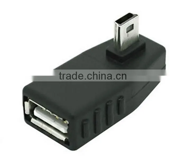 USB Type A Female to Mini USB Type B Male OTG 90 Degree Down Angle Adapter