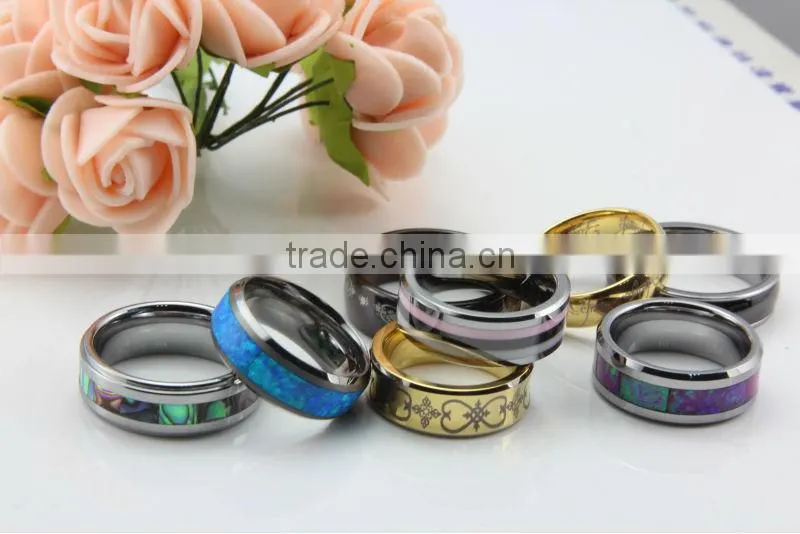 wholesales jewelry beveled edge high polished titanium pair ring camo wedding ring