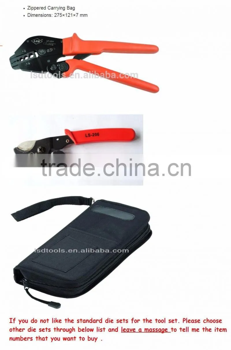 LSD good quilty AP-K05H Coaxial Crimping Tool kit with cable cu& replaceable dies for CCTV BNC coaxial cable connectors