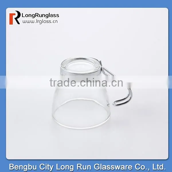 LongRun anhui home use round bottom transparent tea cups with stainless steel handle