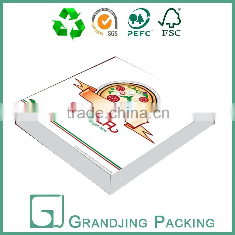 2016 new design white paper pizza packaging box