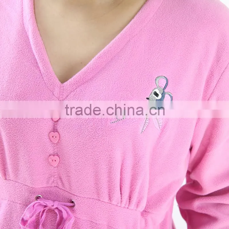 Kevince women polar fleece pyjamas set pajama pink mouse 1000pcs up OEM factory directly